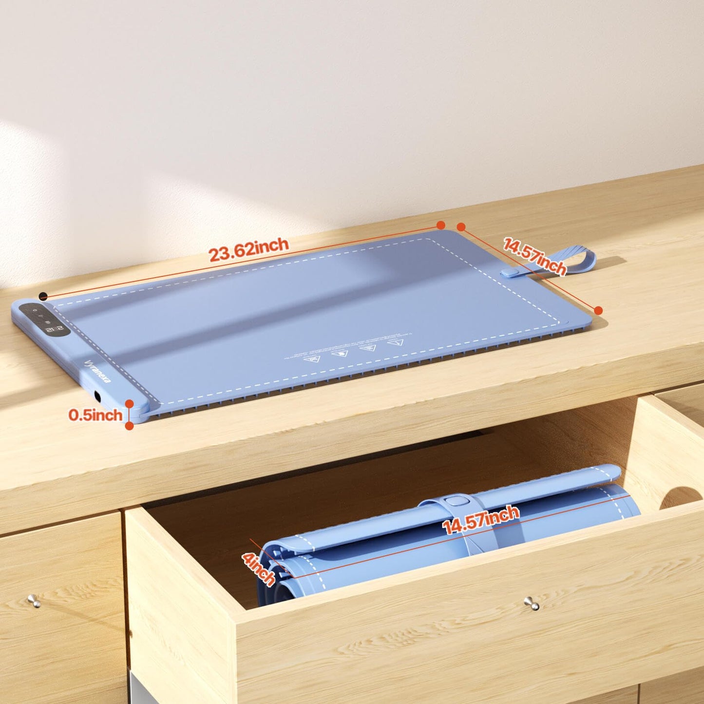 Food Warming Mat for Food, Upgrade High-tech Graphene Heating with 6-Level Adjustable Temperature and 6-Hour Timer, Silicone Roll Up Food Warming Tray, Portable for Parties (Light Blue, Large)