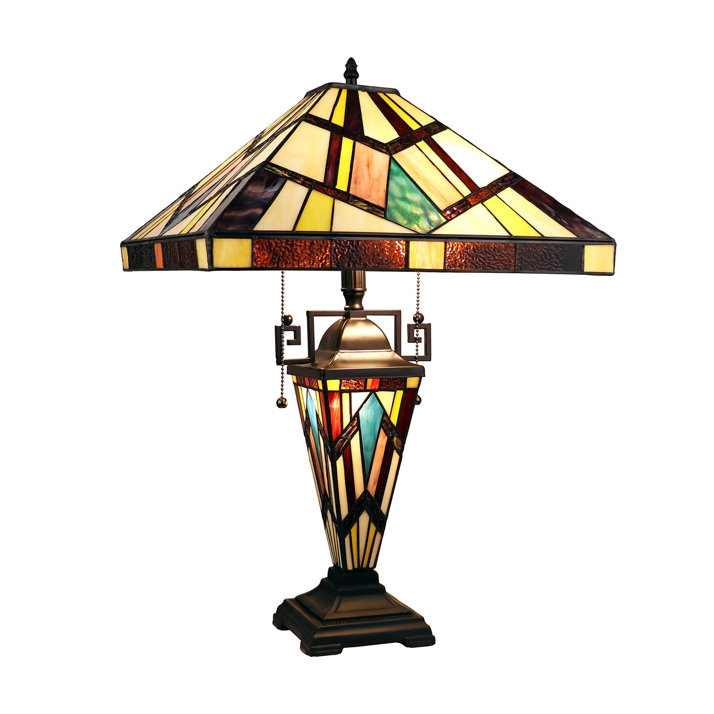 Chloe Lighting Vincent Tiffany-Style Table Lamp, 3-Light, 16in Shade, Blackish Bronze, Multicolor, Model CH3T523BM16-DT3