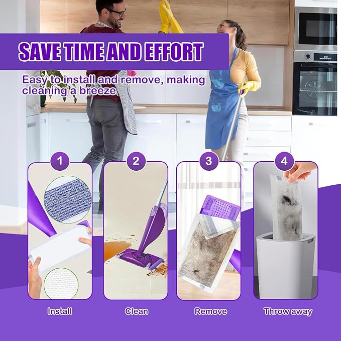 50 Pack Wet Jet Pads Compatible with Wet Jet Spray Mop, Wet Jet Refill for All Purpose Multi-Surface Hardwood Floor Cleaning, 4 Layers Thickened and Super Absorbent