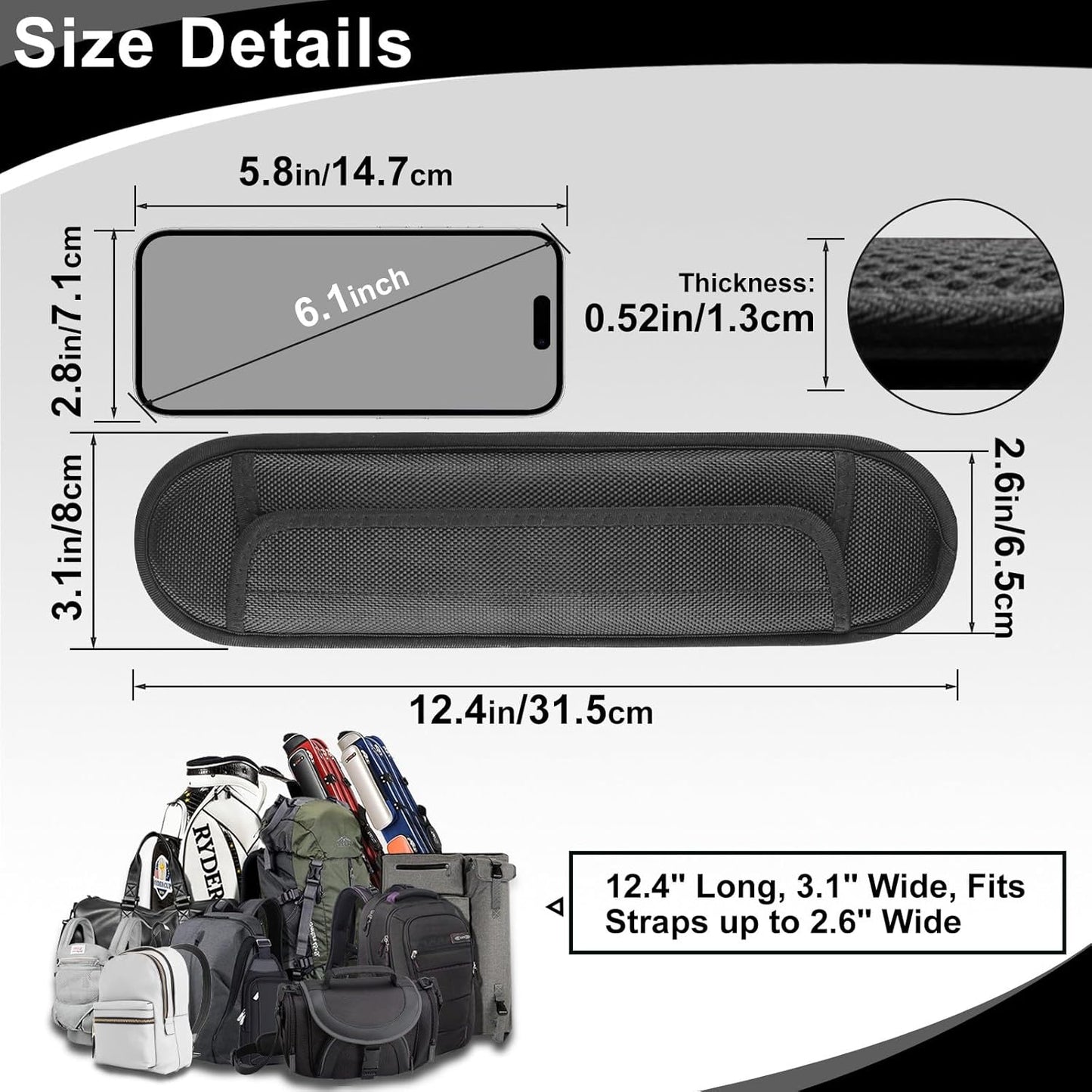 Extra Thick Shoulder Strap Pad, Universal Replacement Shoulder Pad, for Shoulder Bags, Guitar Strap, Detachable Shoulder Strap Pad Pads Help Relieve Shoulder Pain(Sandwich Mesh)