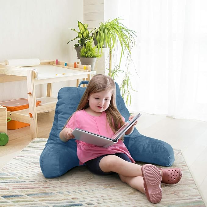 Nestl Reading Pillow for Kids, Small Bed Pillow, Back Pillow for Sitting in Bed, Memory Foam Chair Pillow, Reading & Bed Rest Pillows, Blue Heaven Back Pillow for Bed, Arm Pillow with Pockets