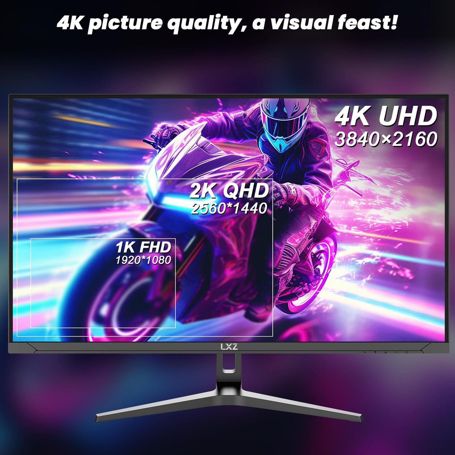 LXZ 32" 4K Monitor UHD 3840 x 2160, VA Panel, AMD FreeSync Premium, 178° Viewing Angle, 100% sRGB, 3500:1 Contrast Ratio, Compatible with Wall mounting 75 x 75MM