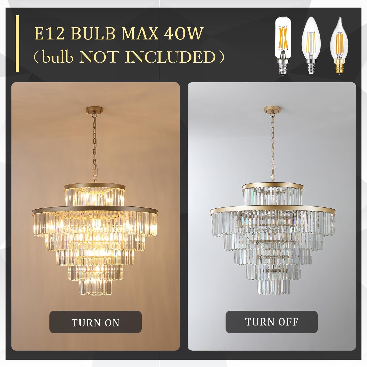Large 36 Gold Crystal Chandeliers 23 Lights Modern stylish Chandelier For Foyer Staircase Chandeliers 6 Tiers Round K9 Ceiling Pendant Lighting Fixture For Living Dining Room