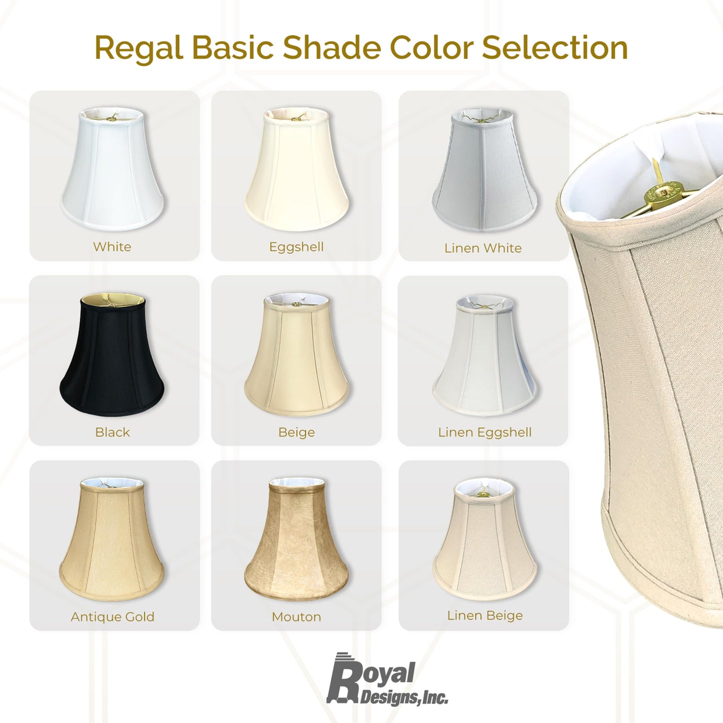 Royal Designs, Inc. True Bell Lamp Shade, 3.5 x 6 x 6.25, Faux Silk, Antique Gold, 2-Pack, Model BSO-704FC-6