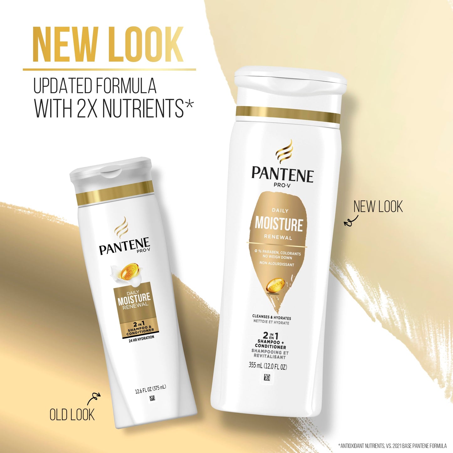 Pantene PRO-V Daily Moisture Renewal 2 in 1 Shampoo + Conditioner, 12 oz
