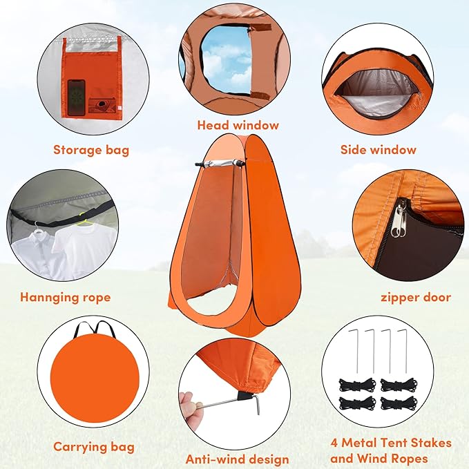 Pop Up Privacy Tent Shower Tent Changing Tent Portable Outdoor Camping Bathroom Toilet Tent Changing Dressing Room Privacy Shelters Room for Hiking and Beach Sun Shelter Picnic Fishing- Waterproof