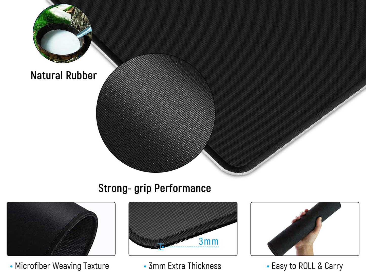 JIALONG White Topographic Large Gaming Mouse Pad, XXL Mousepad, Big Mouse Mat Desk Pad for Keyboard and Mouse, Gaming Computer Laptop PC Desk Office Accessories