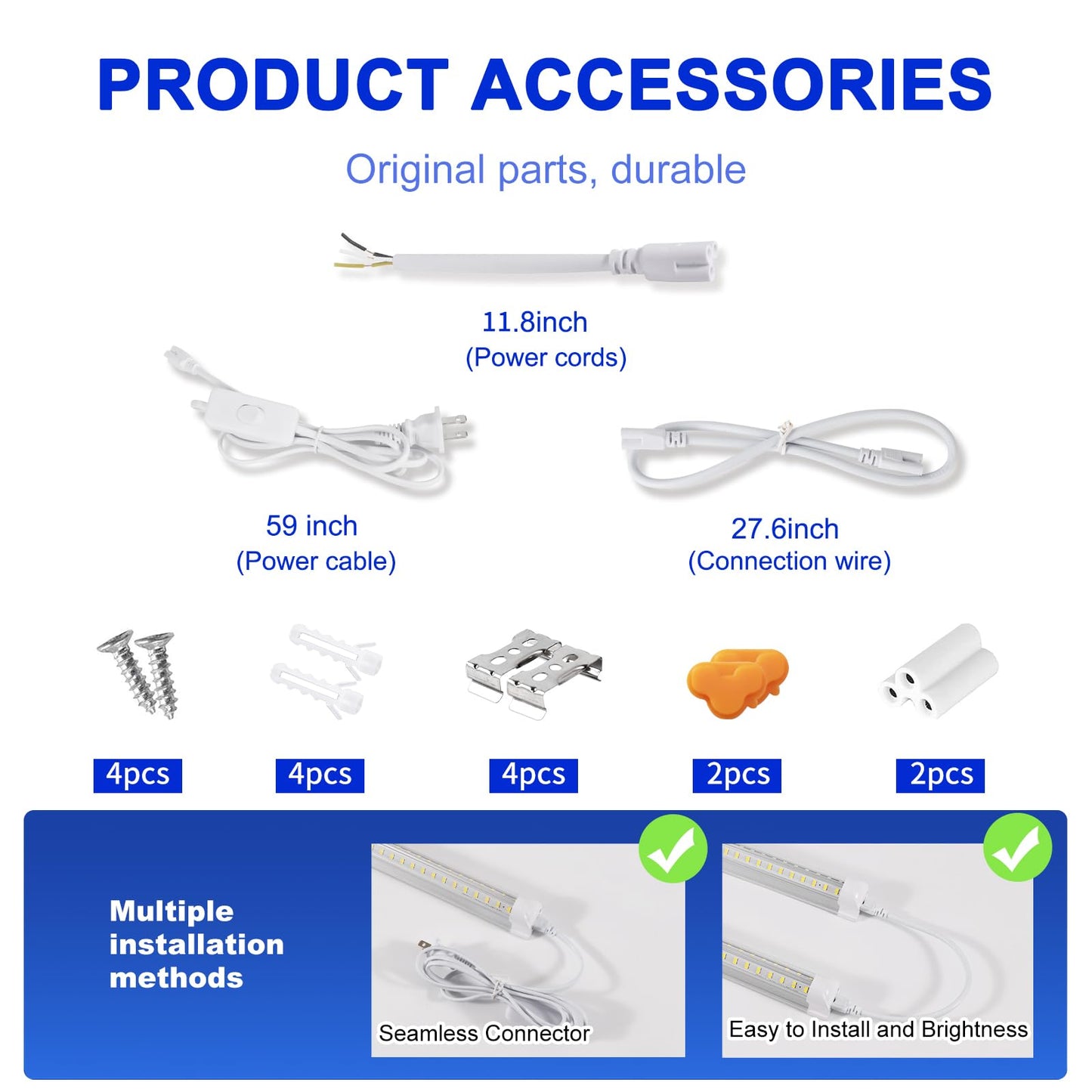 Aqiquut 3Ft Lights 36W 6500K 5000Lm Daylight Foot Led Shop Lights 110V Linkable Clear Cover Integrated V-Shape For Shop Garage Warehouse Workshop Commercial Bay Lighting(2-Pack)