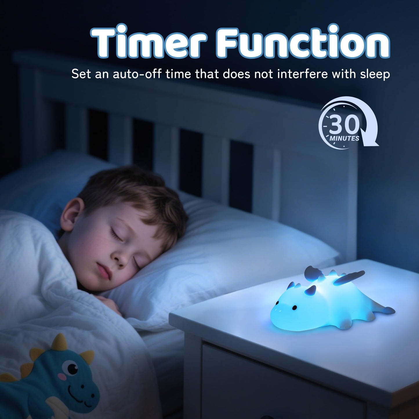nite Dragon Night Light  Cute Dragon Lamp With 8 Color Lights  Soft Silicone Kids Nursery Nightlight Led Touch Light  Kids Bedroom Decor As Xmas Birthday Gifts