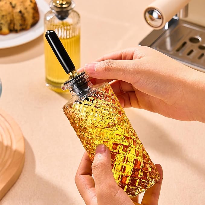 Glass Coffee Syrup Dispenser Bottles 5 OZ, Simple Syrup Bottles with Metal Pour Spout, Syrup Dispenser for Coffee Bar Accessories for Maple Honey Syrup Oil and Sauces