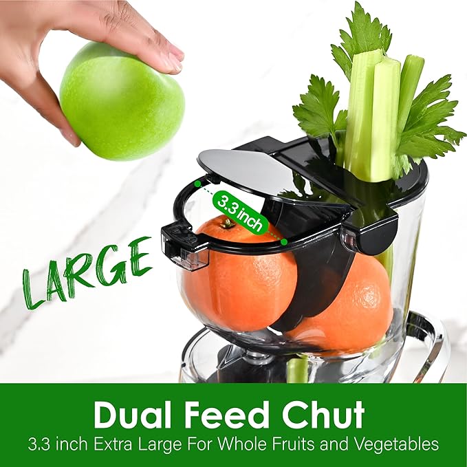 Cold Press Juicer Machines, Kitchen in the Box Slow Masticating Juicers Machine,3.26inch Large Wide Feed Chute Fit Whole Fruits & Vegetables,BPA Free,Easy to Clean (Bright Red)