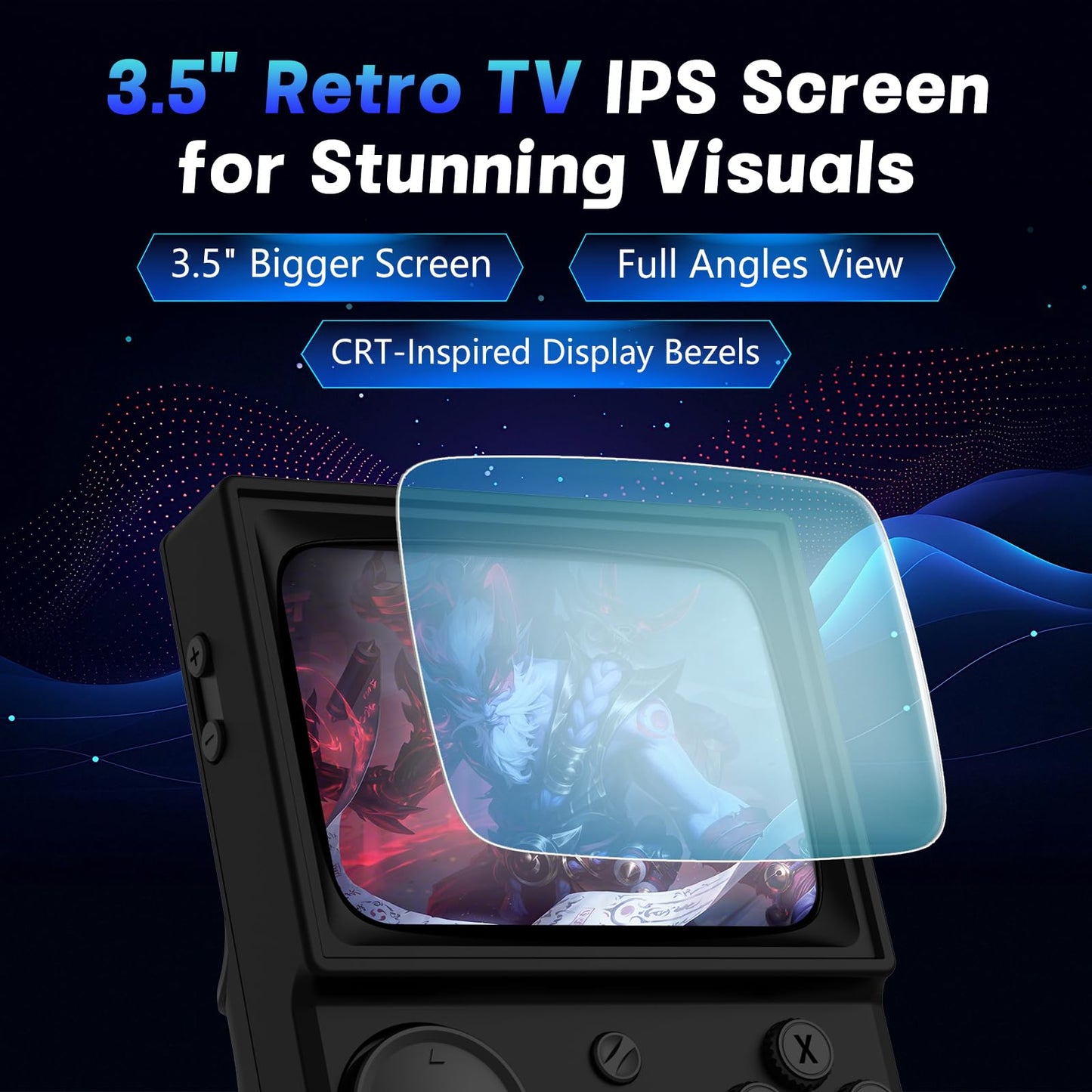 R36T Retro Handheld Game Console, Portable Retro Gaming Console with 3.5” CRT-Inspired Screen, 3500mAh Arcade Classics, Supports Multiple Mainstream Emulators, WiFi Network Battling, 64GB (Black)