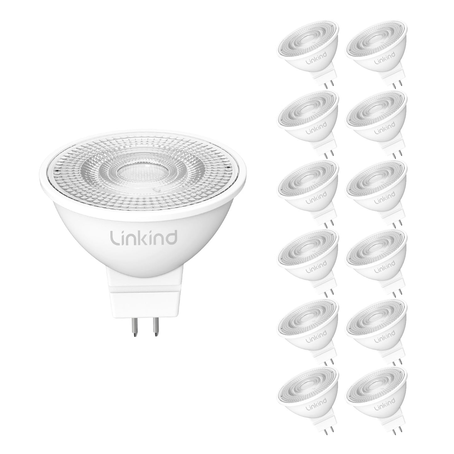 Linkind Dimmable Mr16 Led Bulbs  50W Equivalent Gu5.3 Bi-Pin Base Mr16 Bulbs  12V Low Voltage 5W 4000K Cool White 500Lm 40?Beam Angle For Spotlights  Recessed  Tracking  Landscape Lighting  6 Packs