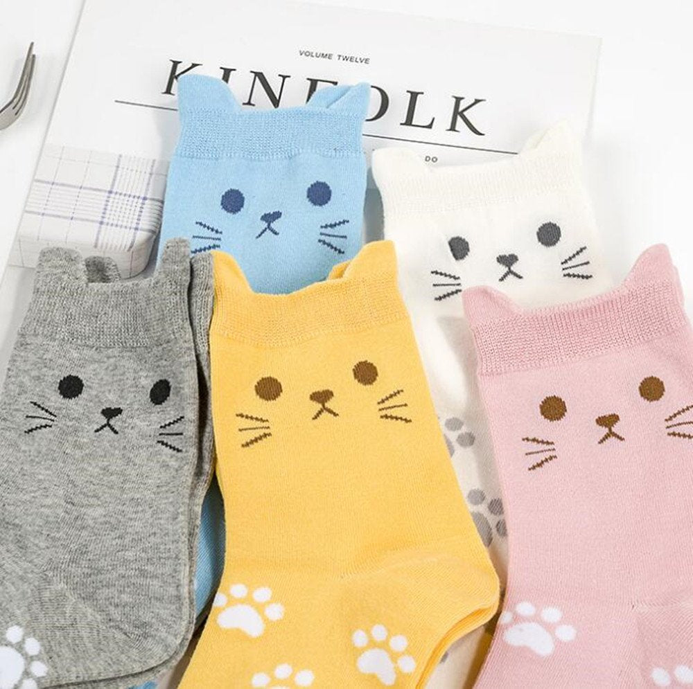 Losa Kute Womens Crew Socks for Women Cute birthday Cats Gifts boot Funny Fun Cotton Girls Cat Ladies Novelty crazy girlfriend gift Sock Size 7-9 Women's Dress Long Soft Cotton Socks X1-catear906