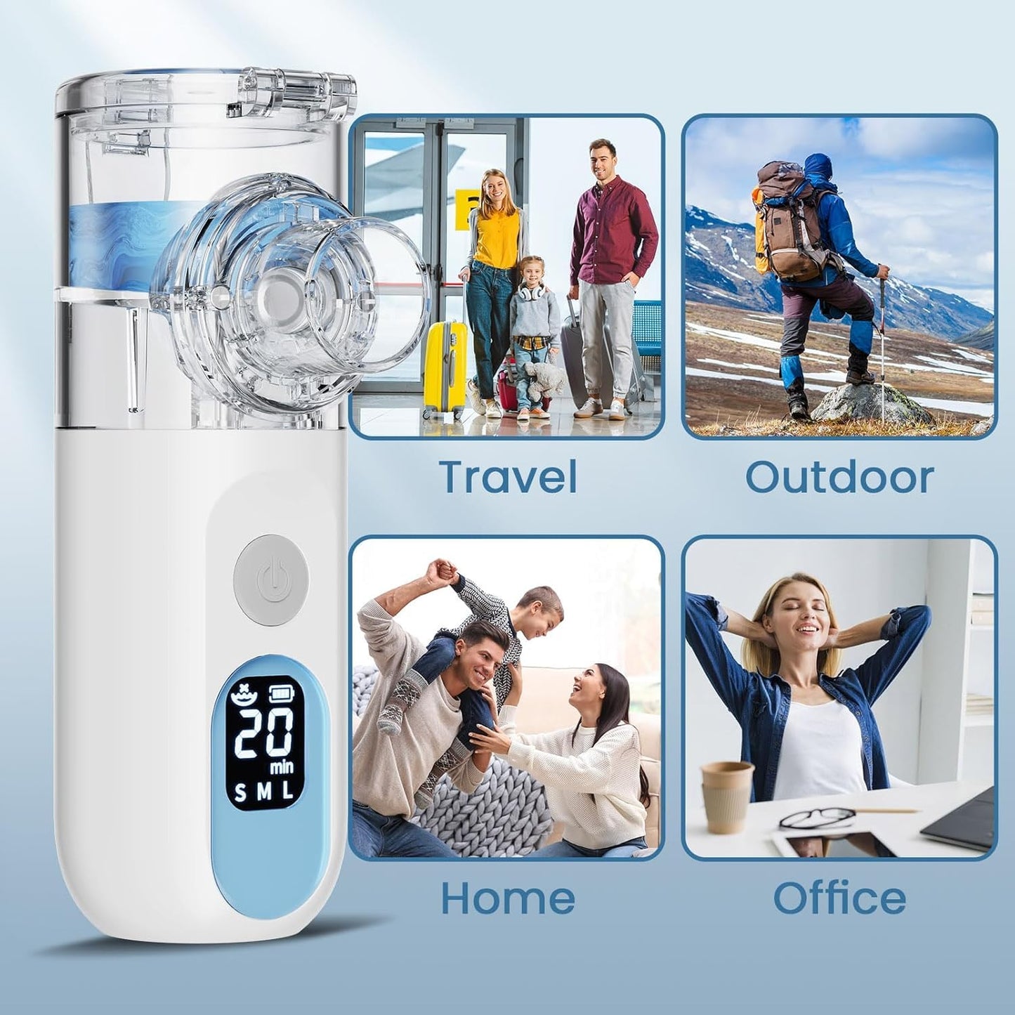 Regulation Name: Nebulizer Rechargeable Nebulizer with Self-Clean Mode, Digital Display and Adjustable Mist, Ultra-Quiet Portable Mesh Nebulizer Efficient for Home Travel Use