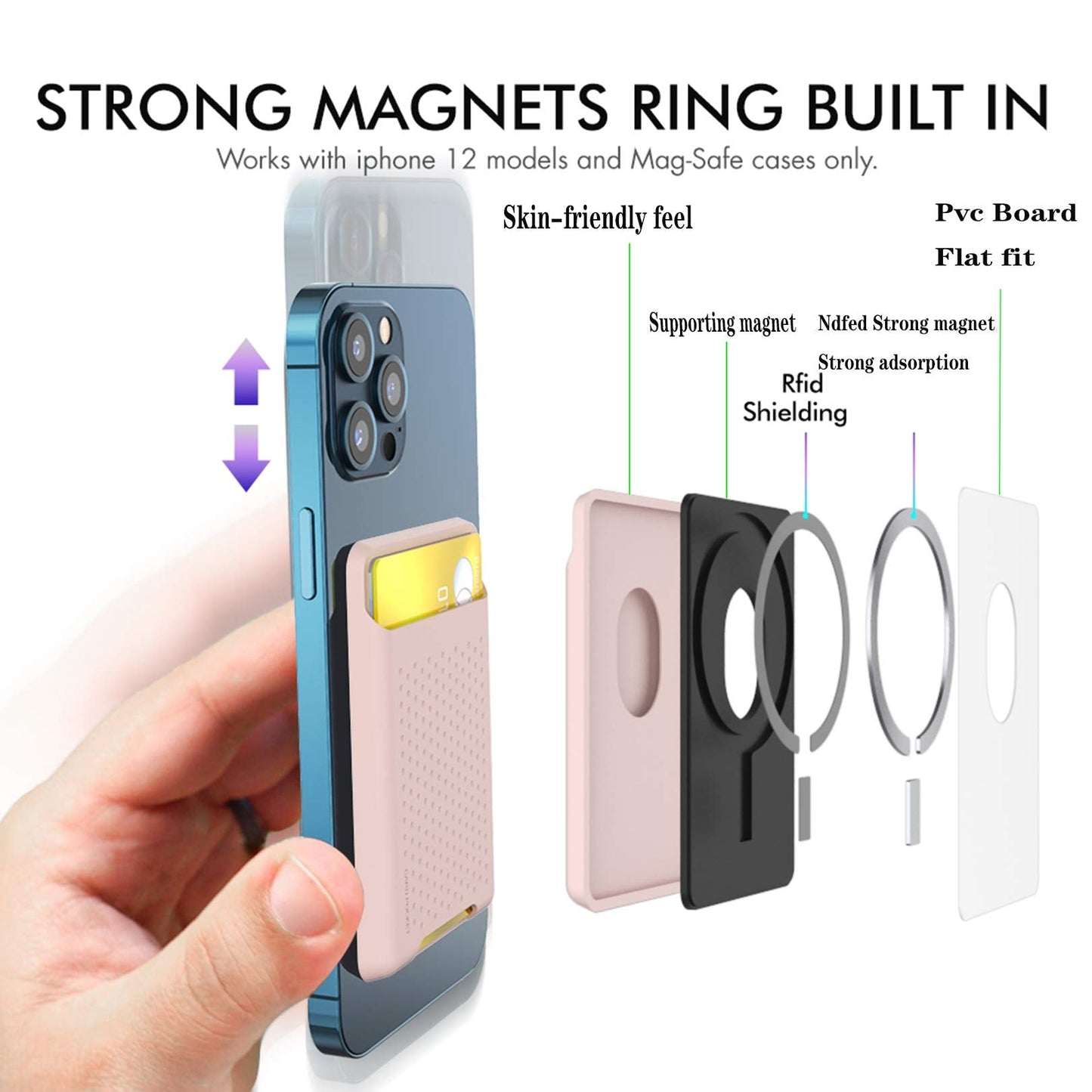 Biajiya Card Holder For Back Of Phone For Stand Magsafe Magnetic Silicone Wallet Compatible With Iphone17/16/15/14/13/12/12 Pro/