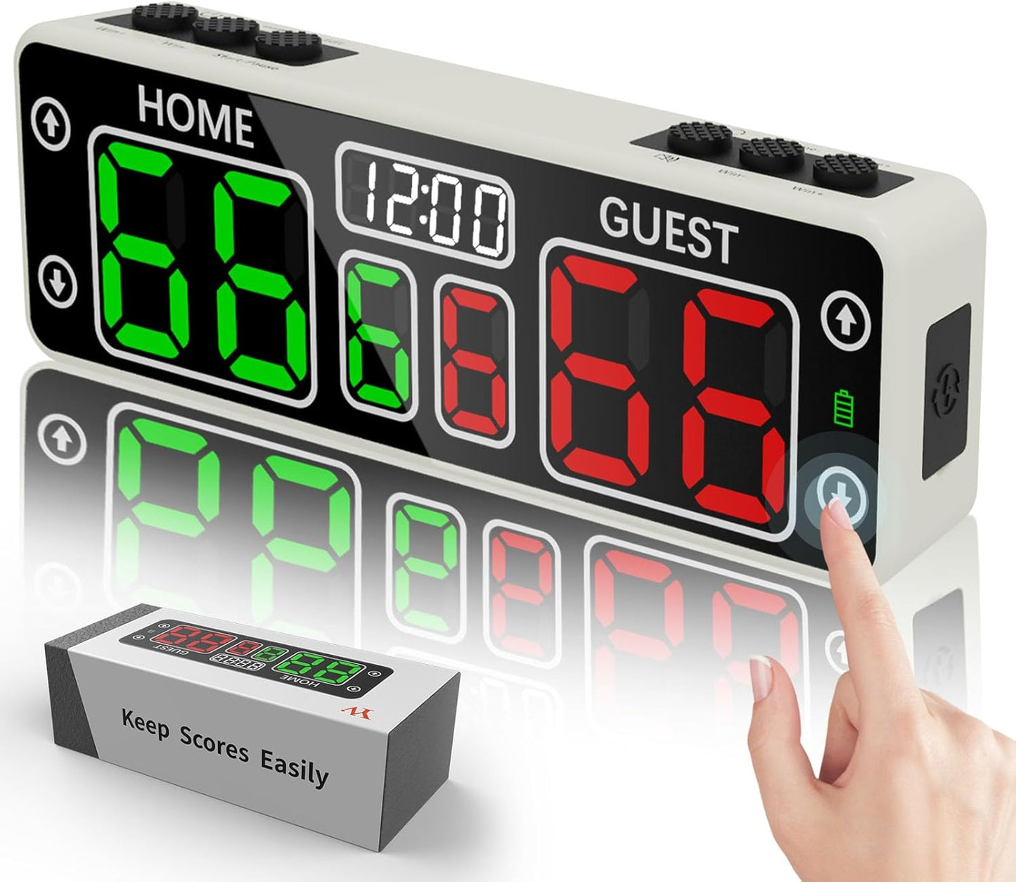 YZ Upgraded Digital Scoreboard with Timer, Mini Magnetic Electronic Scoreboard, LED Portable Scoreboard Basketball, Cornhole Score Keeper for Indoor&Outdoor Games
