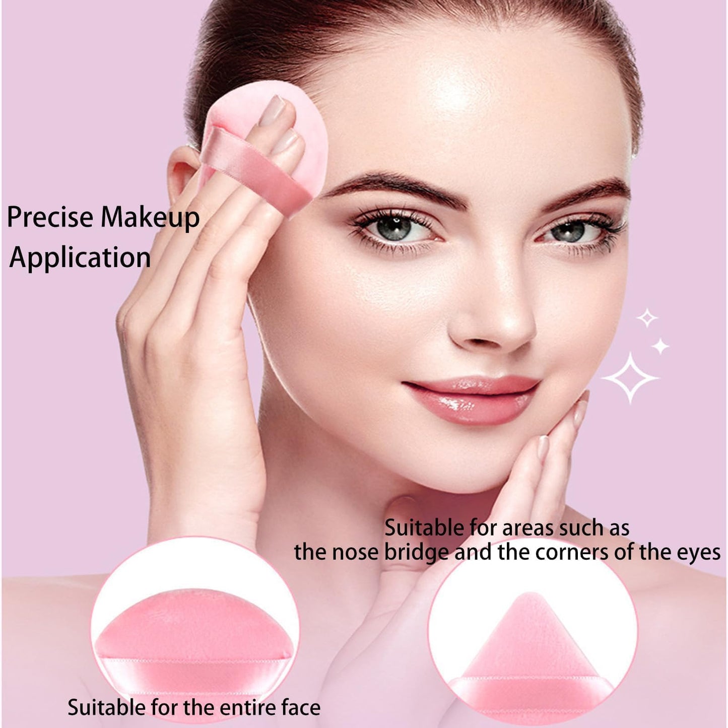 MOLOPPO 6Pcs Soft Triangle Powder Puff Set, Setting Powder Puffs for Face, Makeup Sponges for Foundation, Suitable for Liquid an