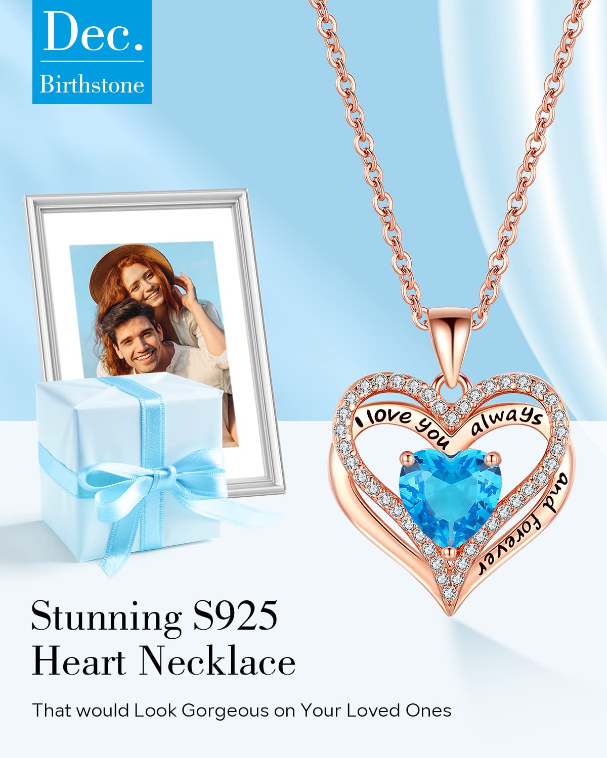 S925 Sterling Silver Necklace for Women, Jewelry for Wife, Birthday Gifts, Anniversary Necklaces, Daughter Heart Love Jewel, Gif