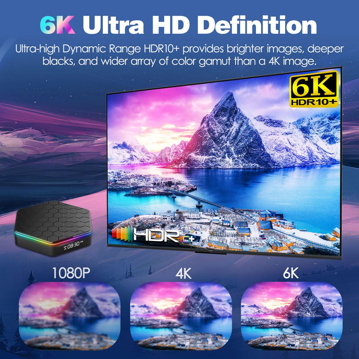 Bl Android Tv Box 12.0, 6K Tv Box 4Gb Ram 64Gb Rom, Android Tv Box 2025 6K 4K Wi-Fi 6 With Hdr10+ H618 Quad-Core Cpu 2.4G/5G Wi-