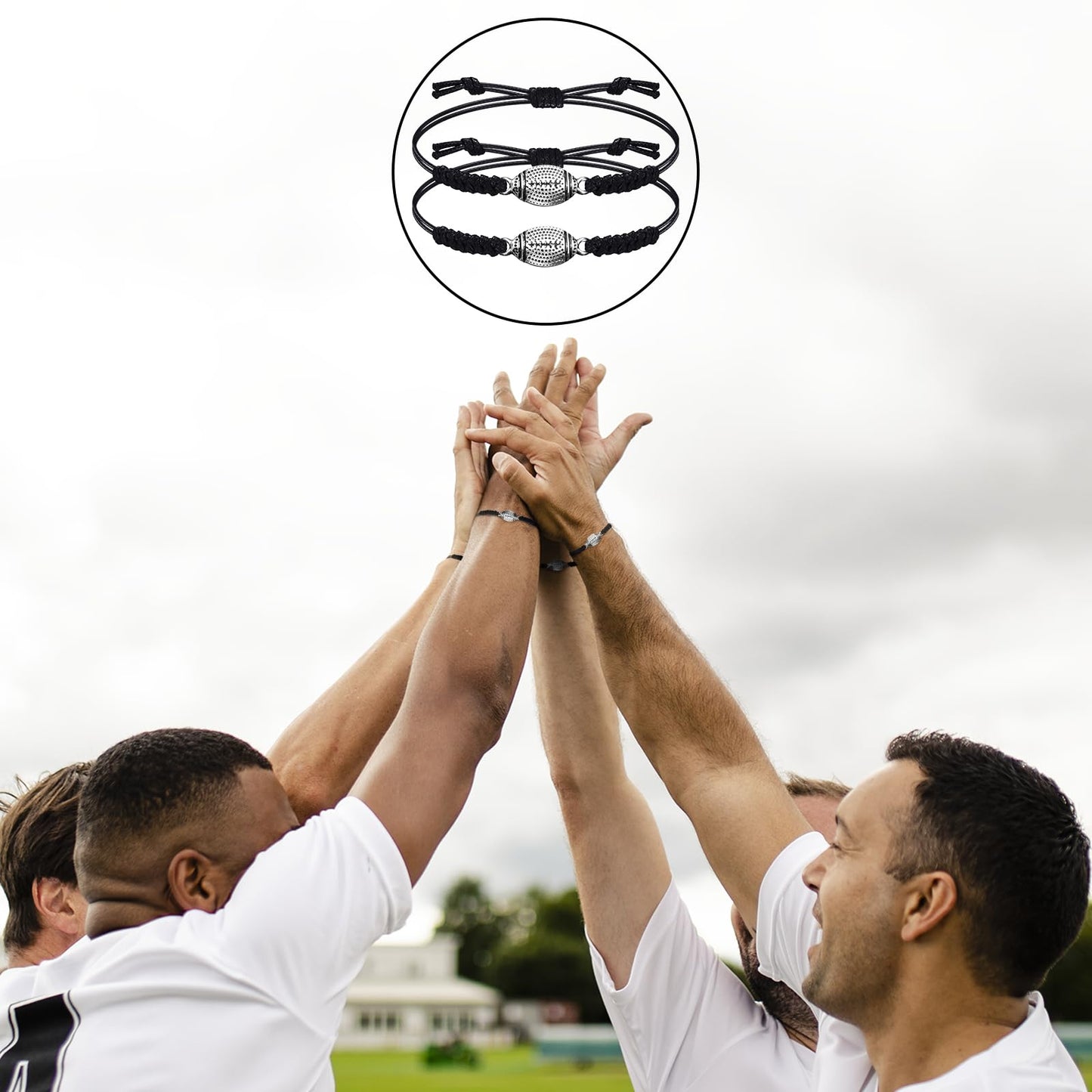 Hicarer 20 Pieces Football Bracelets Adjustable Football Charm Bracelets Football Gifts for Women Men Most Sport Team Players(Bl