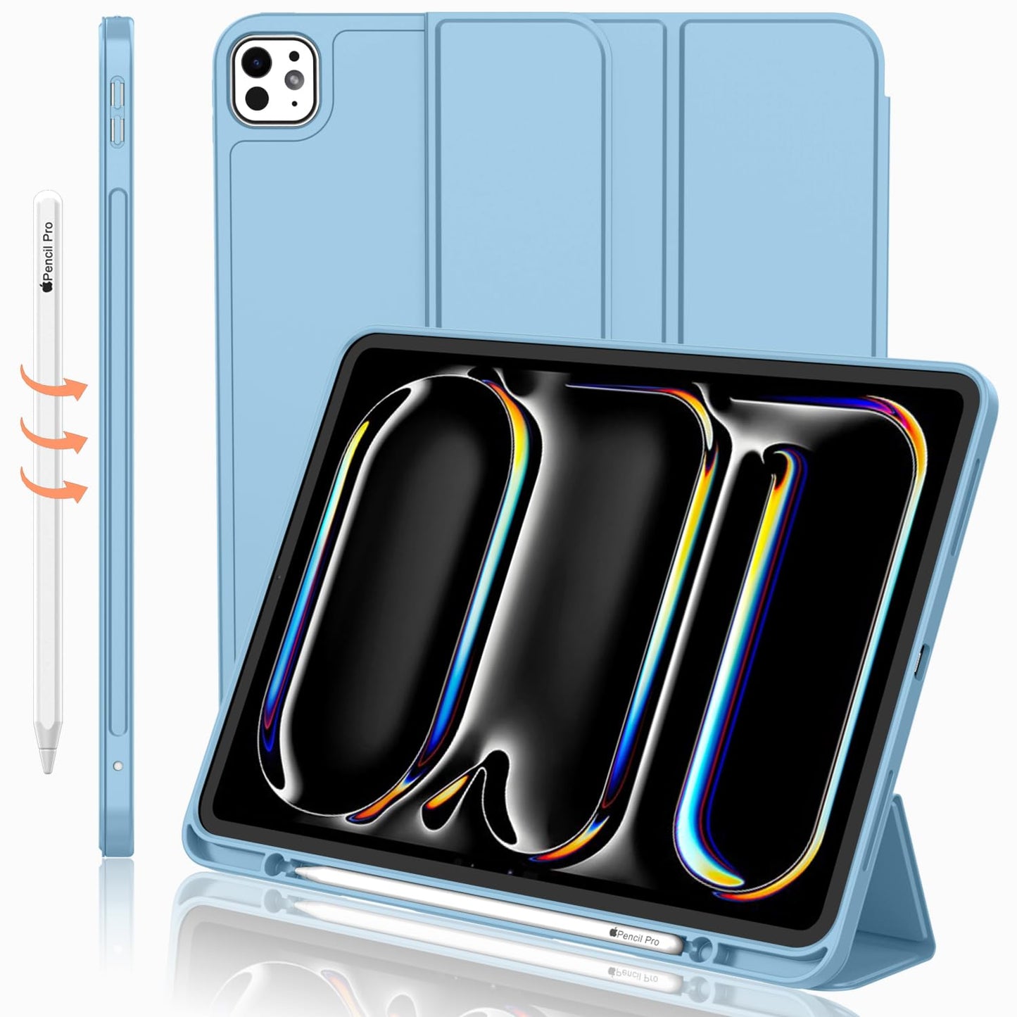 Imieet For Ipad Pro 11 Inch Case M4 2024 (5Th Generation) With Pencil Holder, [Support Pencil Pro And Pencil (Usb-C)], Trifold S