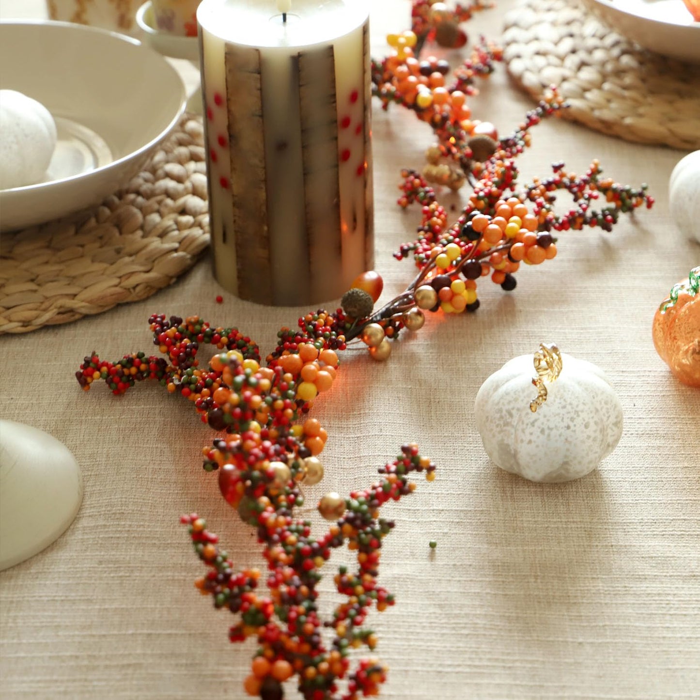 Sunset Home Fall Garland With Lights 6.5Ft Battery Operated Halloween Lights With Remote Control - 25 Leds Warm Orange Fall Fairy Lights For Thanksgiving Halloween Mantle Table Fall Decorations