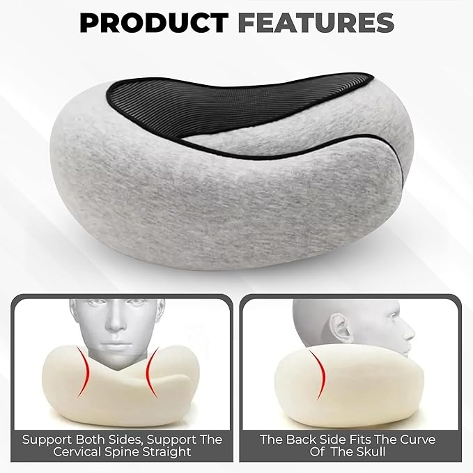 Airplane Travel Neck Pillow, Memory Foam Airplane Travel Pillow, 360 Degree Comfort and Breathability, Washable Modal Cover.Travel Neck Pillow for Airplane, Neck Pillow Airplane (Black)