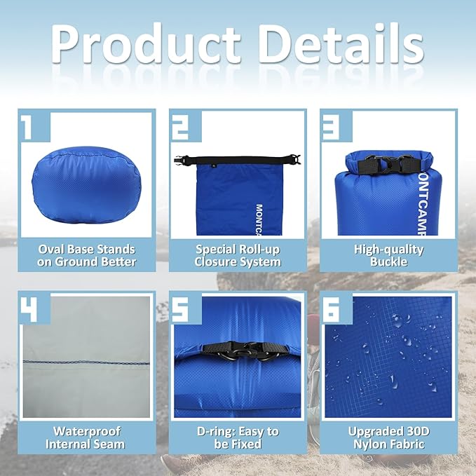 30D Nylon Waterproof Dry Bag-Suitable for Hiking, Kayaking and Rafting-Portable Waterproof Storage Sack with Roll Top Closure-Float on Water(3L/Turquoise blue)