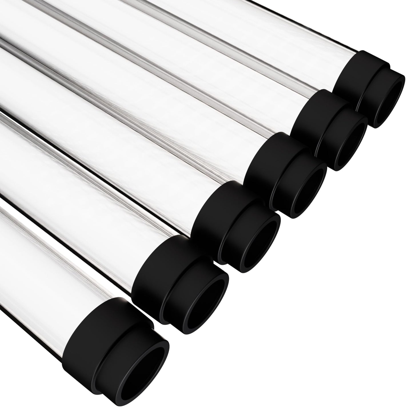 Kastlite T8 Led/Fluorescent Light Tube Guard With End Caps - 46-3/8 Lamp Diffuser Covers & Safety Sleeves  Clear Protective Plastic Bulb Replacement Covering & Overhead Lighting Accessory  Pack Of 6