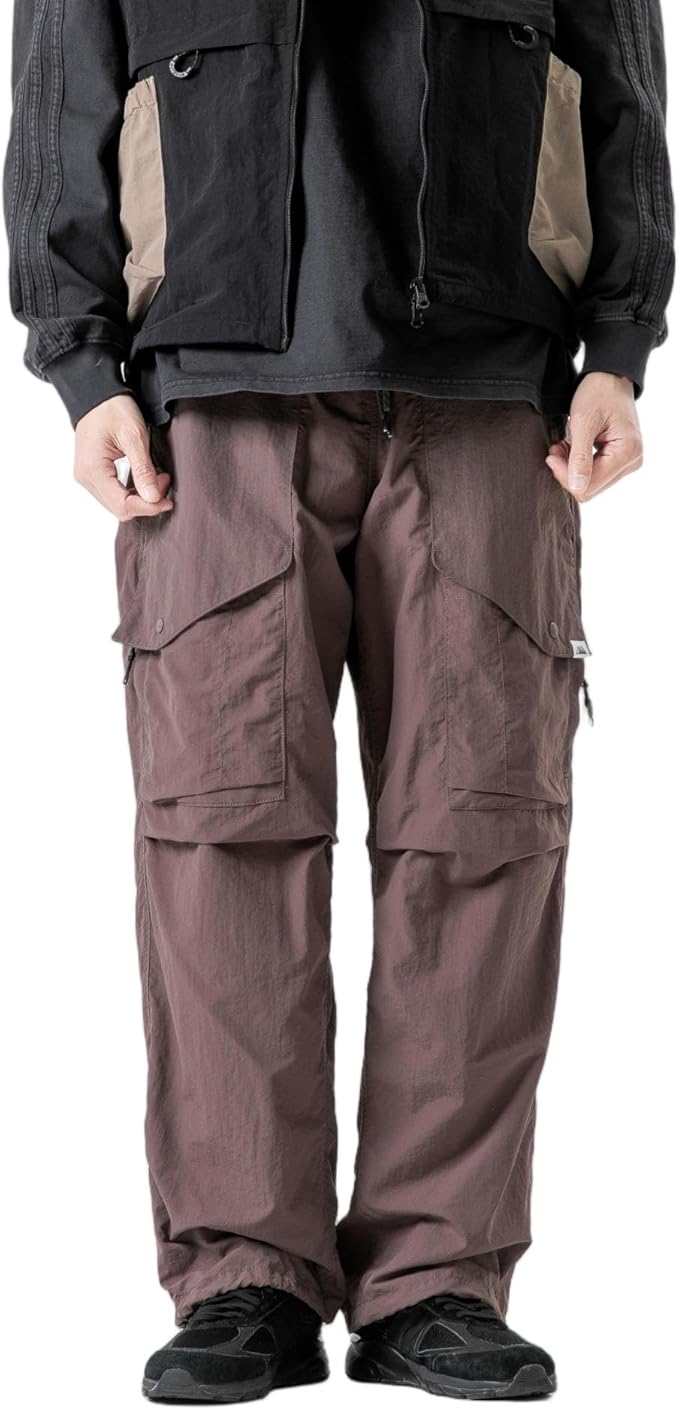 BLACKARMADA Parachute Cargo Pants Men Women–Lightweight&Fleece Lined Quick Dry Joggers Drawstring Tactical Pants for Hiking