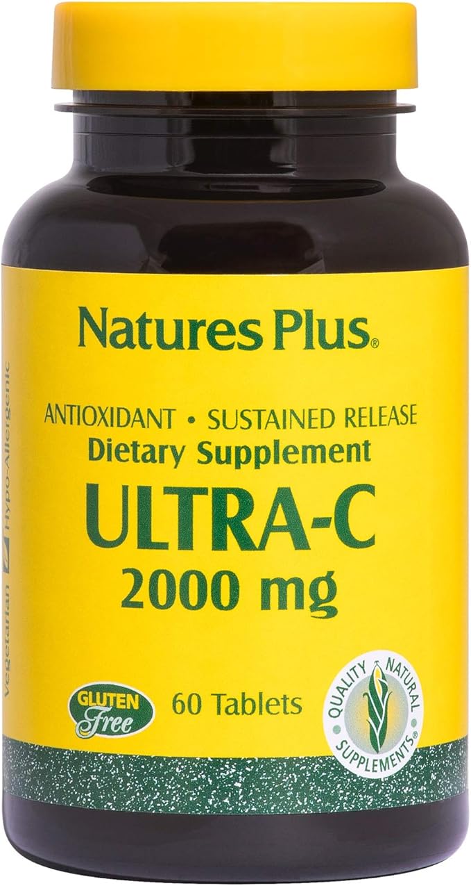 NaturesPlus Ultra-C 2000 mg - 60 Tablets - Vitamin C with Rose Hips - Immune & Antioxidant Support - Vegetarian, Gluten Free - 60 Servings