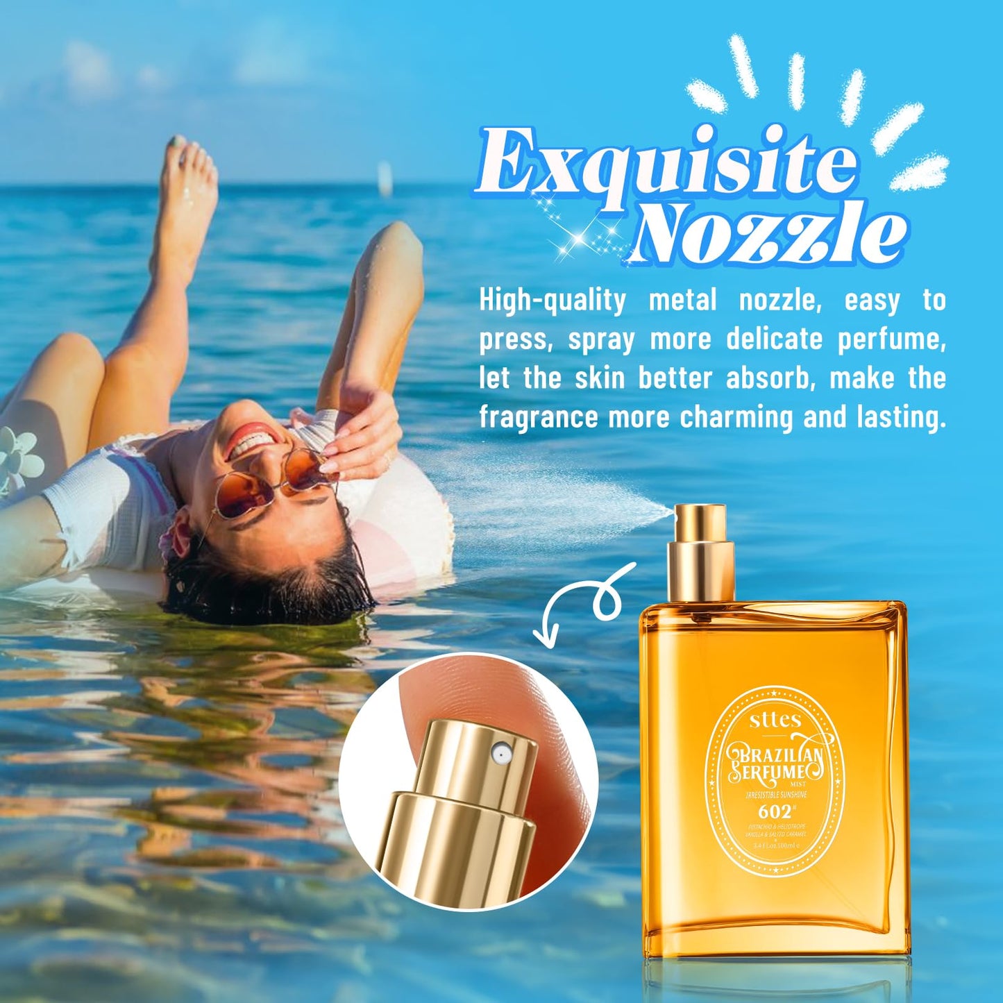 Sttes Perfume 602# (Irresistible Sunshine) - Eau de Perfume 100ml (3.4fl oz) Vanilla Gourmet Tune (Caramel Vanilla Flavor)