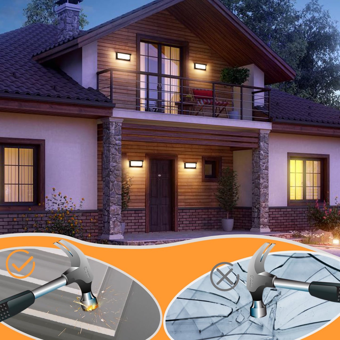 Biritalo 2 Pack Led Porch Light Outdoor  18W 1800Lm 3000K Warm White  Ip65 Waterproof Anti-Rust Modern Wall Lighting  Exterior Wall Mount Fixture For Christmas  Garage  Hallway  Backyard