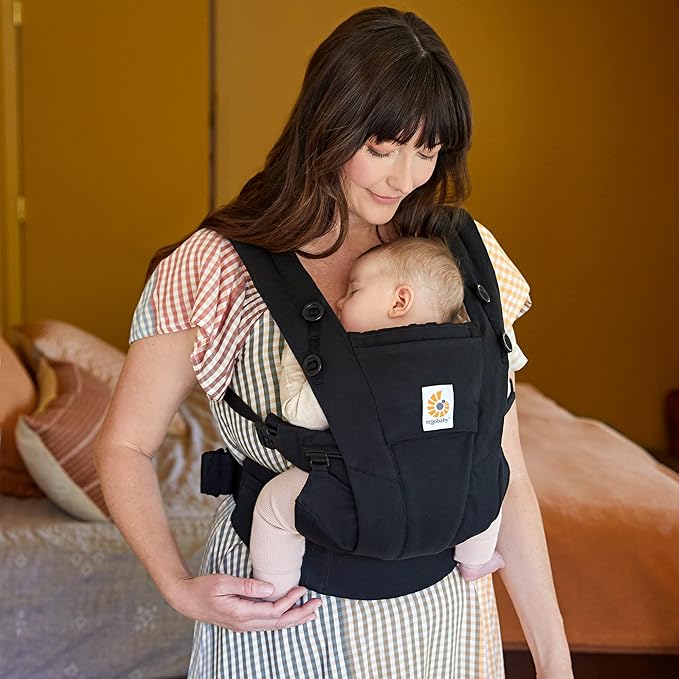 Ergobaby Omni Dream Cotton Baby Carrier Newborn to Toddler - Breathable Baby Carrier for Summer - All-Position Carriers for Newborn to Toddler with Lumbar Support (7-45 lbs) - Cotton, Oynx Black
