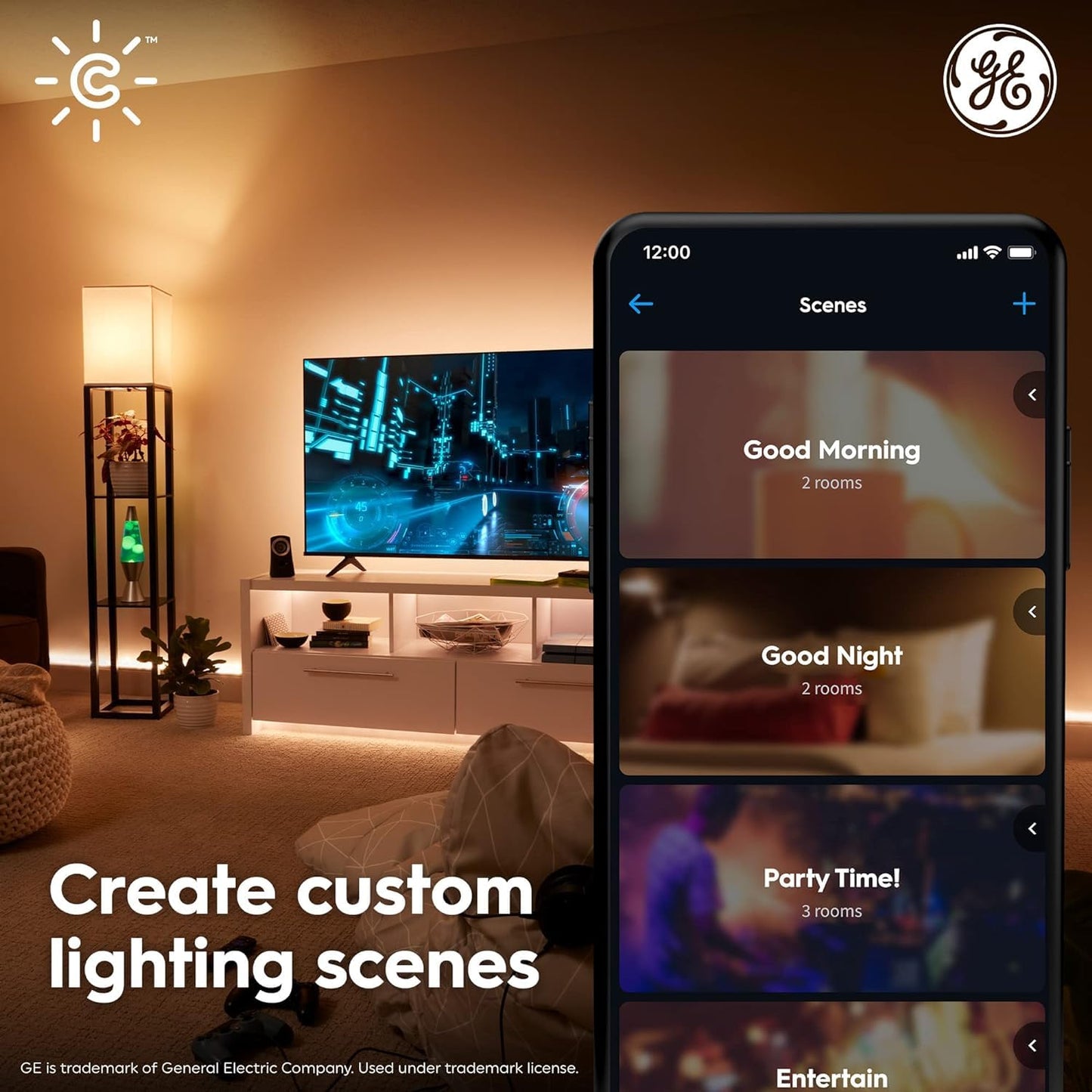 GE Lighting Smart LED Light Bulbs, Soft White, Bluetooth & Wi-Fi, 4 Count, Small Base, Model CLEDBC6LDGF-4T