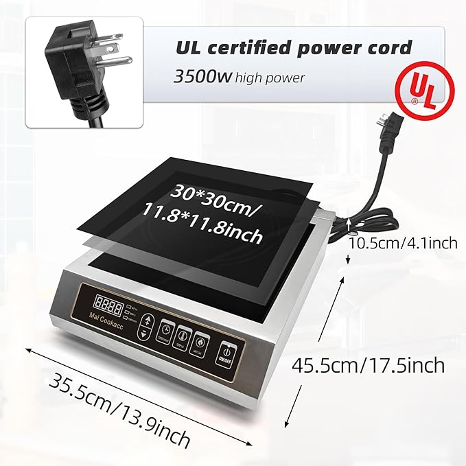 3500W Commercial Induction Cooker, Countertop Electric Induction Stove Cooktop Electric Burners1 (Black)