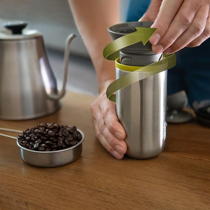 WACACO Cuppamoka Pour-Over Coffee Maker, Portable Drip Coffee Maker with 10 Cone Paper Filters, Manually Operated, Stainless Steel Coffee Brewer, 10 fl oz