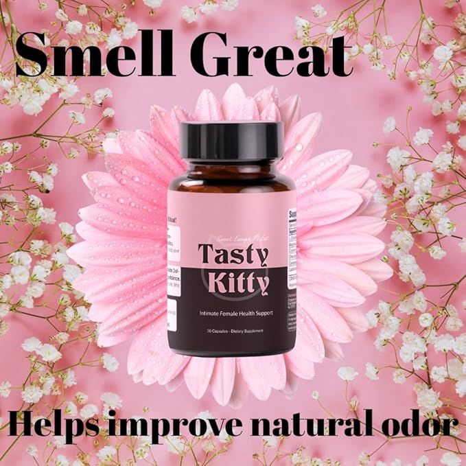 Tasty Kitty | Vaginal Health Supplement to Aid Vaginal Taste, Vaginal pH, Odor, and Moisture with Magnesium Glycinate, Probiotics, with Plant Based Natural Women's Health | 30 Capsules