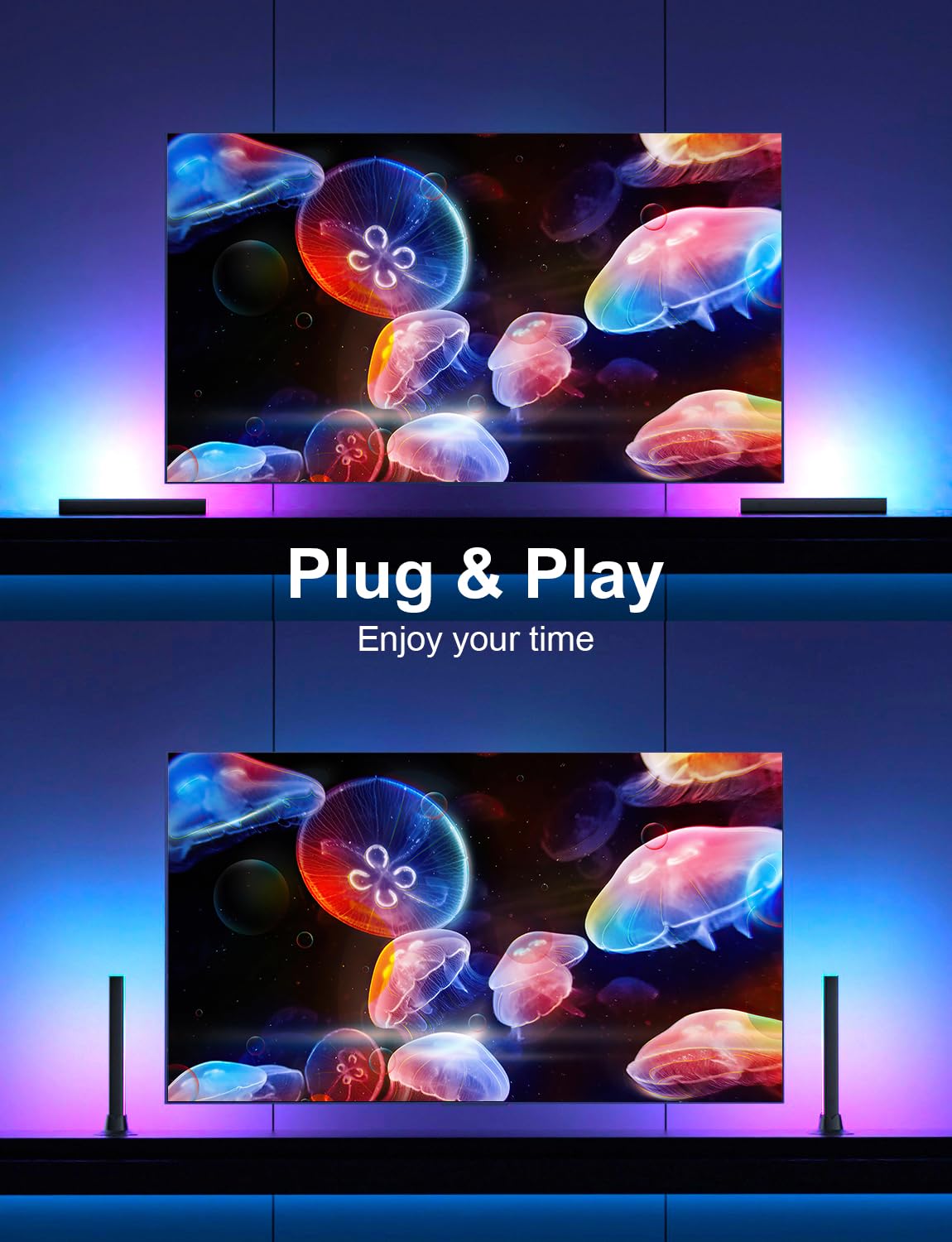 Eastfine Rgb Light Bar  Led Light Bar  App Control Usb Powered  Color Changing Tv Backlight Music Sync Ambient Lighting For Room Pc Monitor Gaming Party Desk