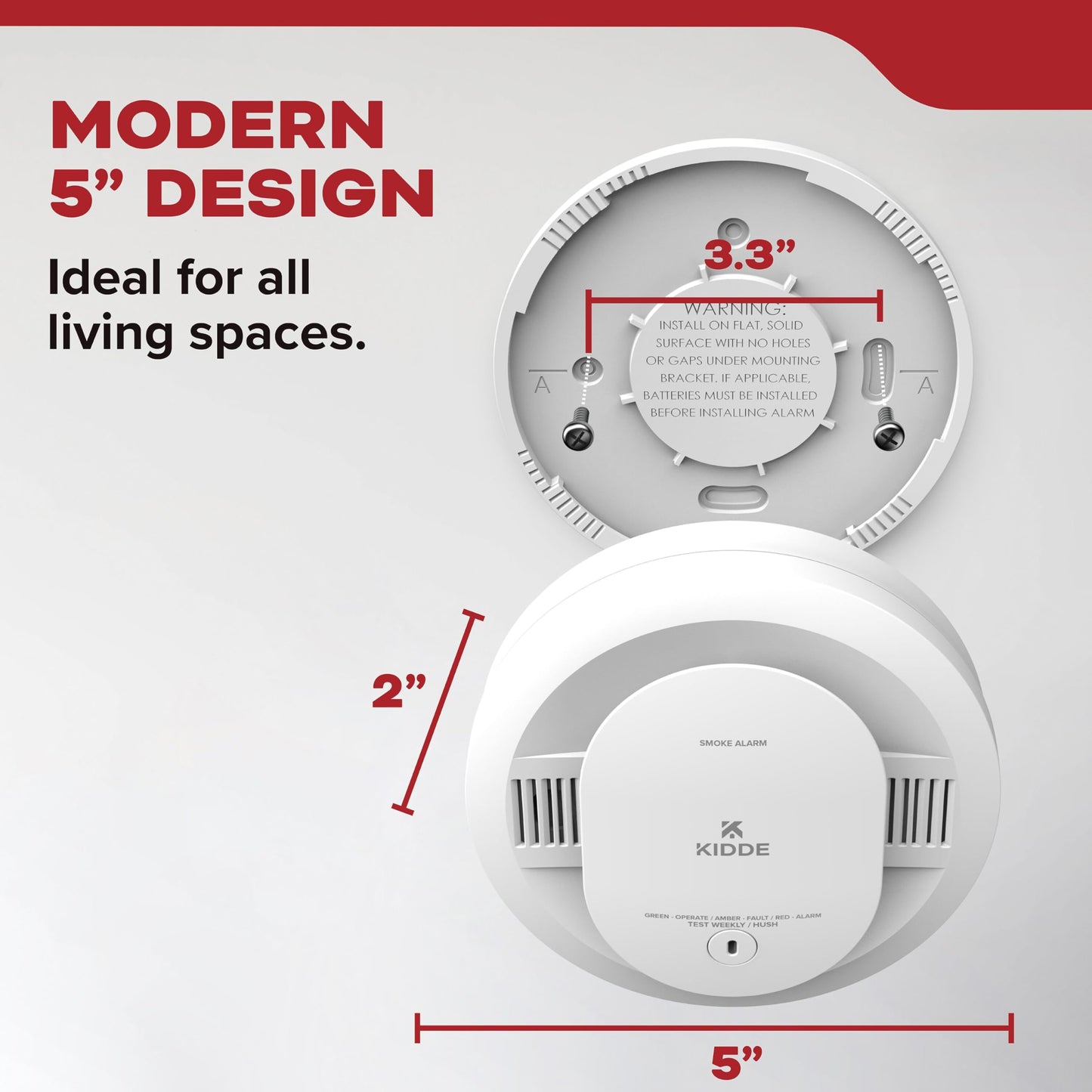 Kidde Smoke Detector for Home, AA Battery Powered, LED Light Notifications, 3-Pack