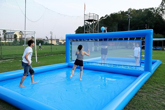 33ft Inflatable Volleyball Court with Air Pump - Commercial Grade Outdoor Volleyball Net for Pool/Beach Volleyball, 33x16....