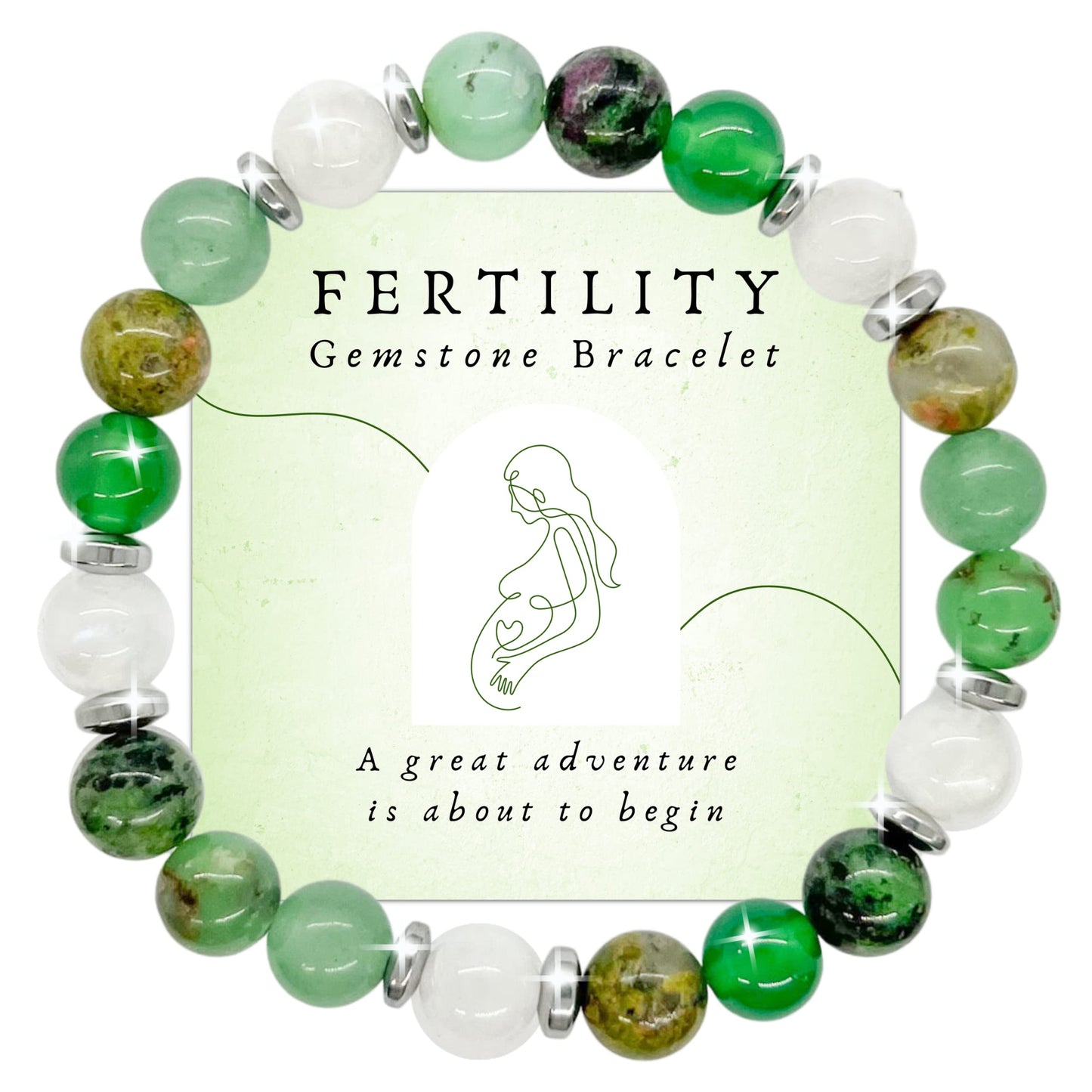 Mother's Ray Fertility Bracelets For Women - Natural Crystals and Gemstones - 8mm Beaded Stretch Bracelet - One Size Fits All - Infertility Gifts For Women IVF Must Haves