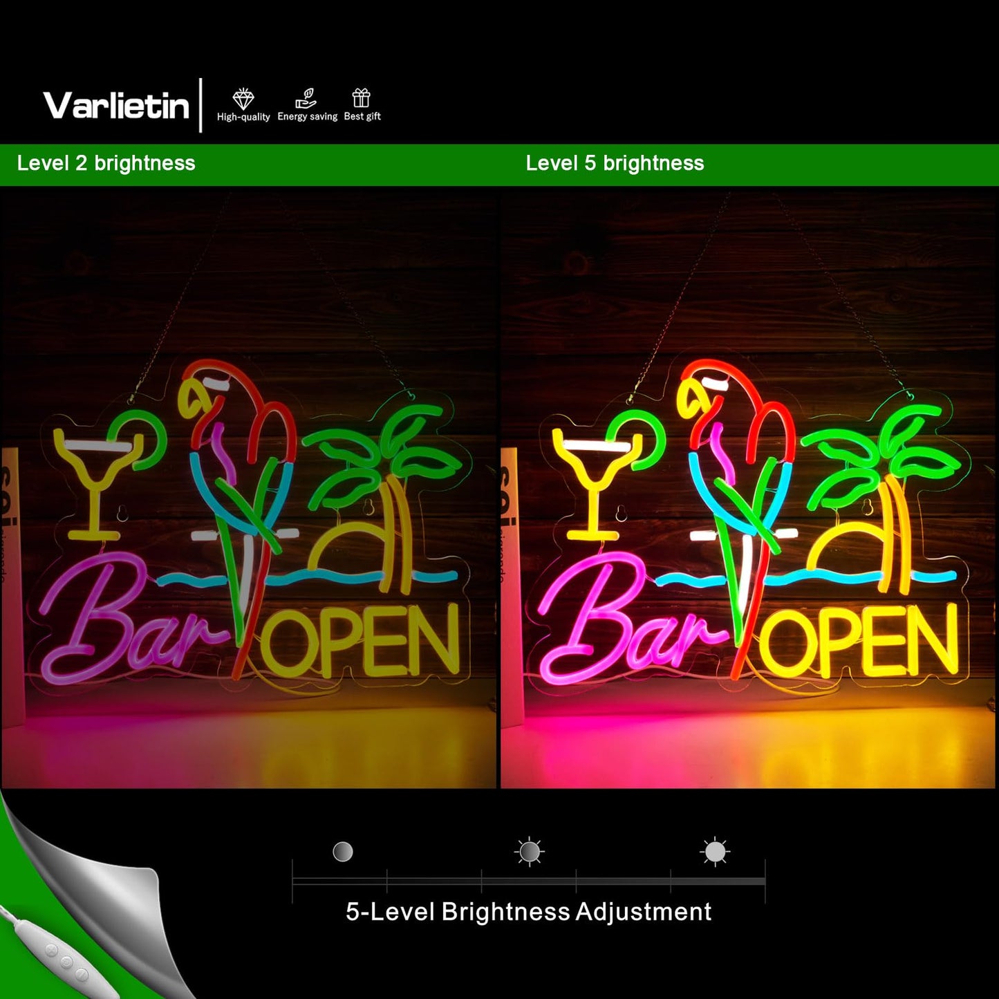 Bar Open Neon Sign For Wall Decor  Parrot Open malt-inspired Bar Led Light Up Dimmable Signs Compatible With Timer For Pub Party Man Cave Room Restaurant Business Party Art Decor Gift