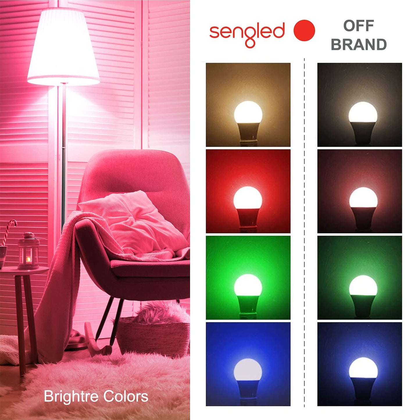 Sengled Smart Bulb A19 RGB LED Light Bulbs, 60W Equivalent, Multi-colored, 2 Pack, Works with Alexa & Google Assistant
