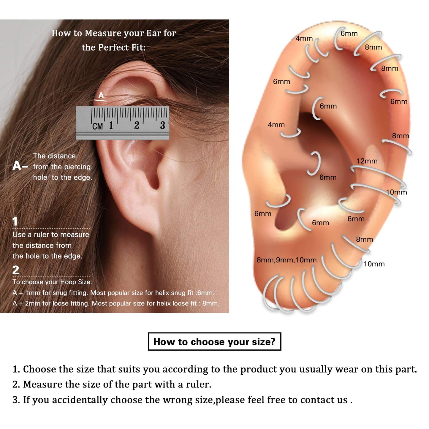 18G Conch Daith Helix Piercing Jewelry 10mm Conch Hoop Earring Conch Daith Helix Earrings Cartilage Earring Hoop Surgical Steel