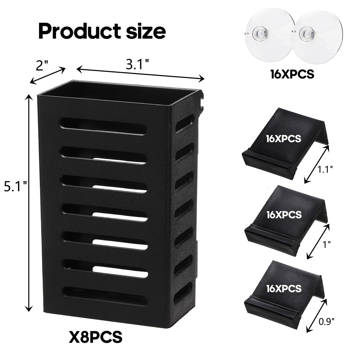 Lawei 8 Pack Hanging Aquarium Plant Holder, Plastic Aquatic Plant Pot with 48 Hooks and 16 Suction Cups, Planter Cups for Aquarium Decorations Accessories Fish Tank Live Plants