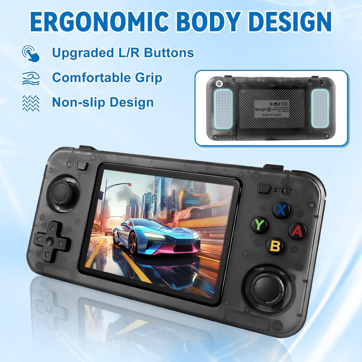 Forlarme R36H Retro Handheld Gaming Console - Equipped with Open Source Linux System,Over 20,000 Classic Games, 64GB TF Card, 3.5 - Inch IPS Screen Portable Handheld Console, Gifts for Adult (Black)