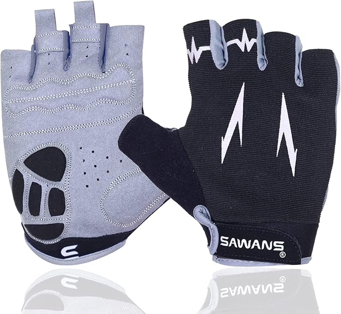 SAWANS Cycling Gloves Half Finger Mountain Road Bike Cycle Gloves Anti Slip Shock Absorbing Padded Breathable MTB Bicycle ...
