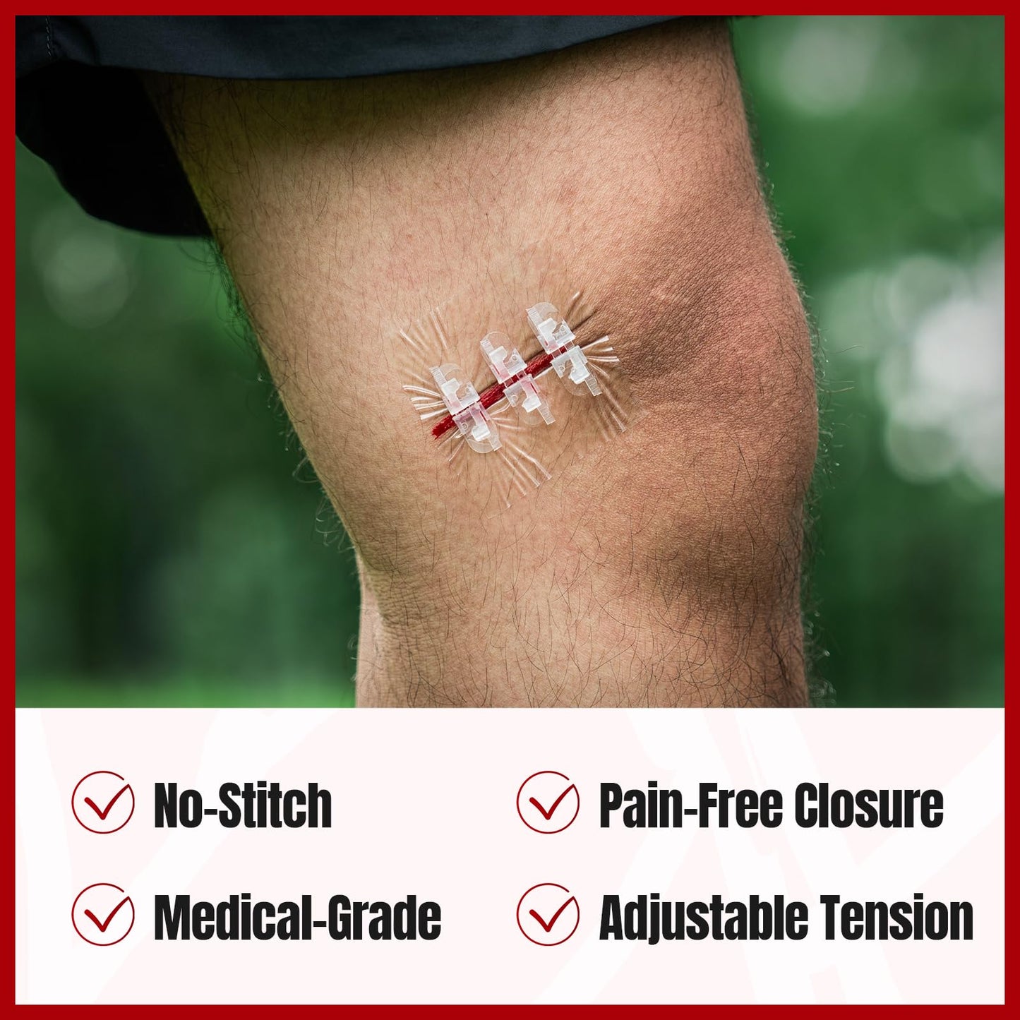 RHINO RESCUE Wound Closure Kit, 3 Types Butterfly Bandages with Bandages, Triple Antibiotic Ointment, Wound Closure Strips, Stitchless & Painless Stitch Zip Laceration Closure First Aid Kit